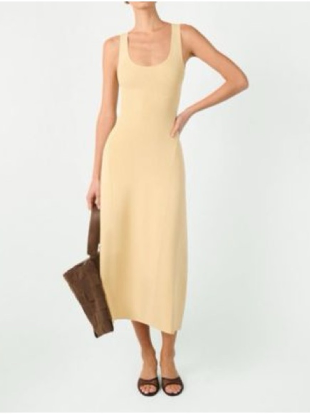 WeWoreWhat Scoop Neck Butter Yellow Midi Dress